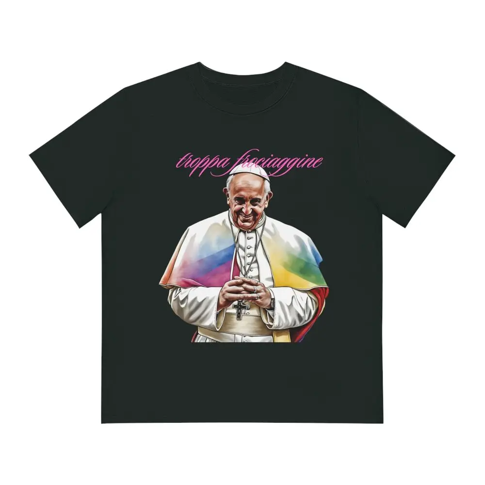 Men's Organic Sparker T-shirt gay pope mocking ironic tee italian frociaggine