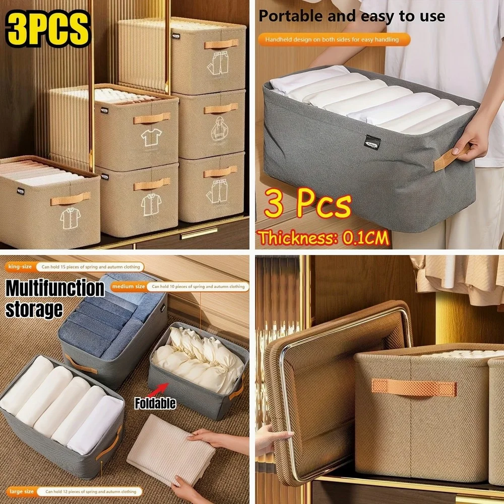 

3pcs Underwear Organizer Box for Closet, Stackable Storage Containers for Socks Bras Pants, Drawer Dividers for Bedroom Cabinet