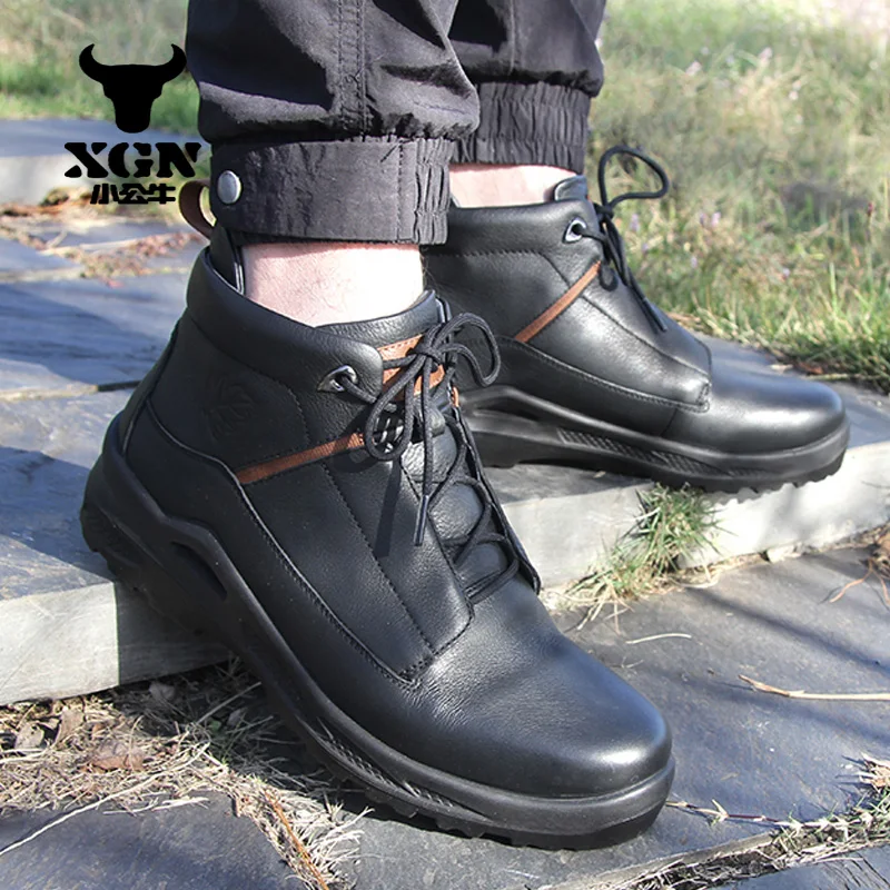 

XGN Cowhide Hiking shoes Men waterproof hunting Boots trekking non-slip walking Sneakers Tactical Desert Combat travel Boots
