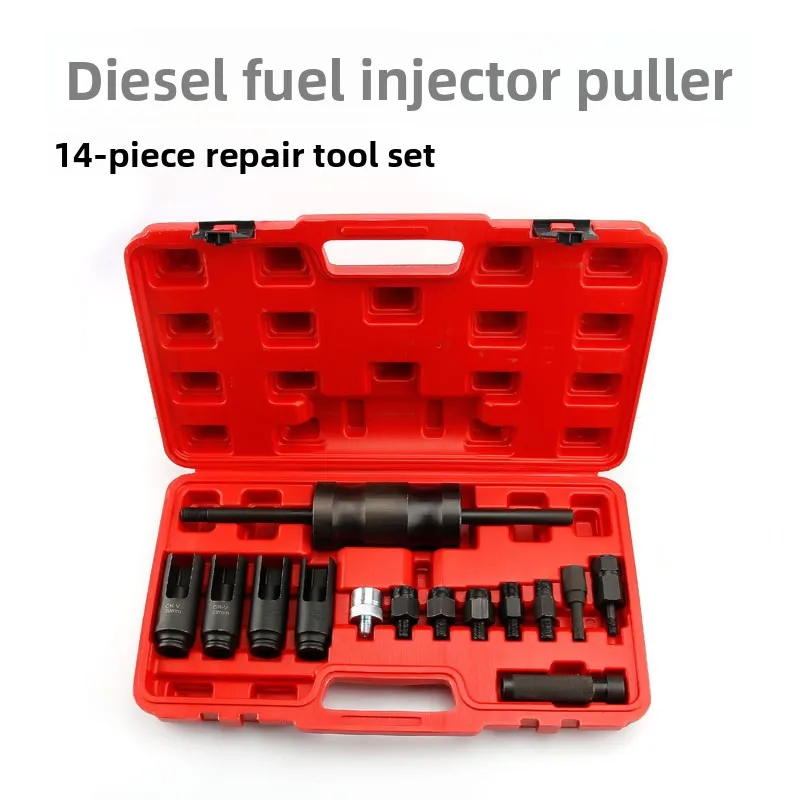 14 Piece Diesel Fuel Injector Puller Set Universal Repair Tool Kit Injector Sensor Removal Socket for Auto Engine Service