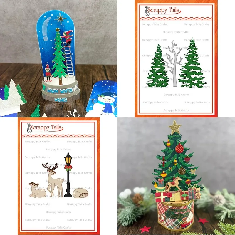 Large Traditional Snowman Winter Forest Tree Metal Cutting Dies Slimline Essentials Scrap Booking Card Stencil Cut Die for DIY