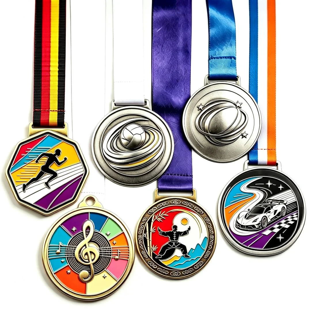 Trending Popular Custom Medallions Custom Sports Medals Enamel Metal Medal Color Ribbon Sports Event Tournament Souvenir Gift