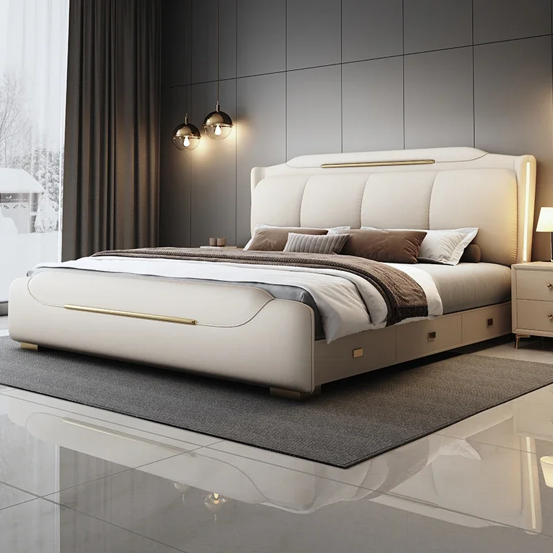 

Nordic Storage Bed Upholstered Bedroom Aesthetic Lounge Lounge Bed Nightstands Frame Camas Matrimoniales Home Accessories