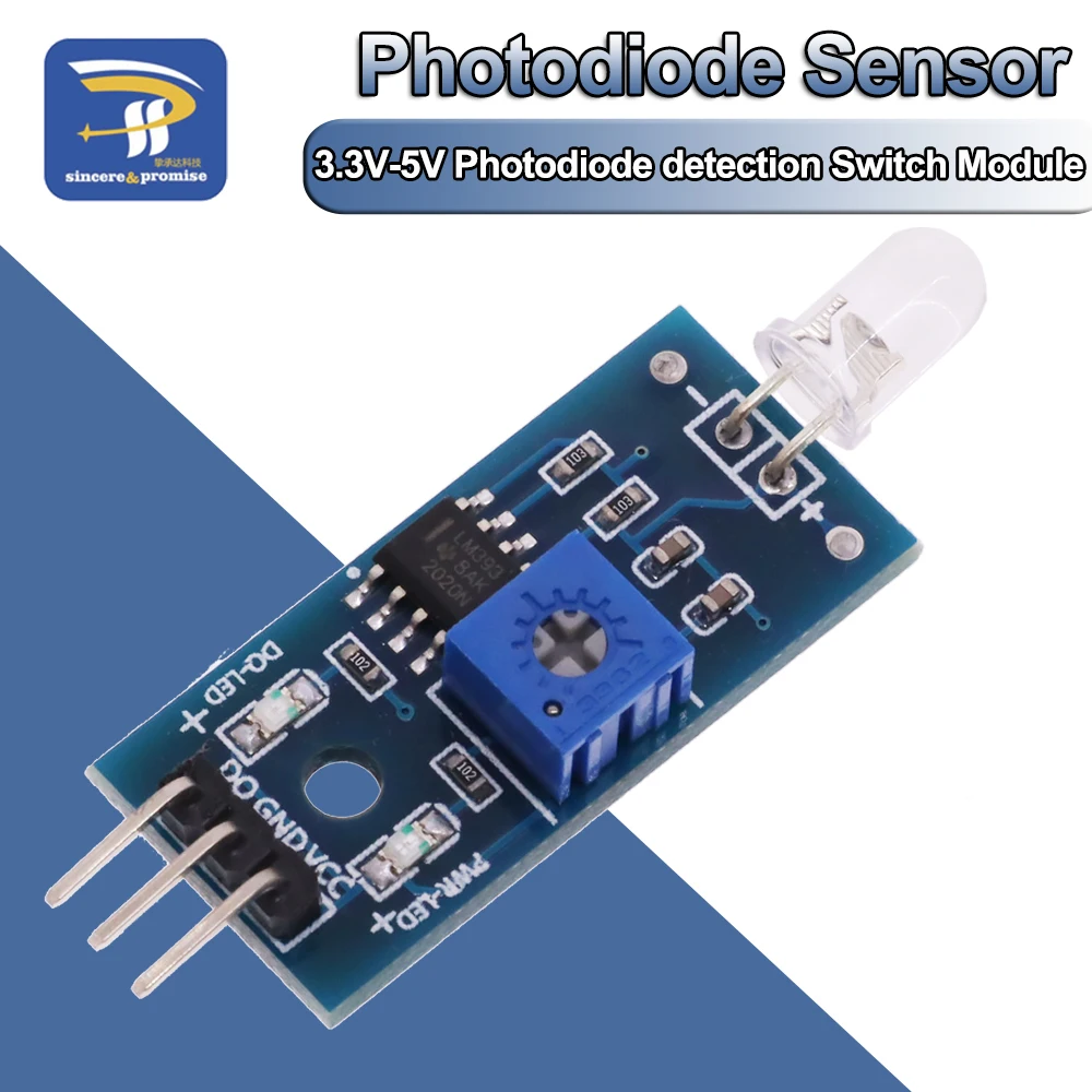 Módulo de interruptor do sensor de luz do módulo lm393 do fotodiodo de 3.3v-5v 3pin para o interruptor fotossensível da detecção do diodo de arduino