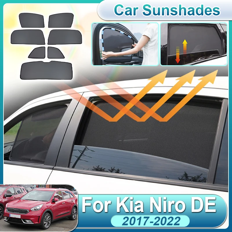 

For Kia Niro 2019 2017-2022 DE Anti-UV Car Window Sun Shades Side Glass Mesh Sun Visor Covers Magnetic Curtain Auto Accessories