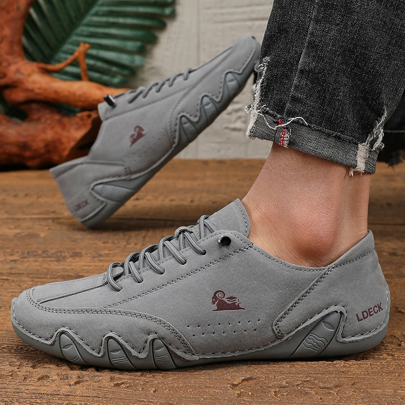 Spring Men Low Cut Leather Sneaker Soft Soled Loafers Anti Slip Flat Bottom Casual Shoes Large Size Zapatillas Para Hombre 2025