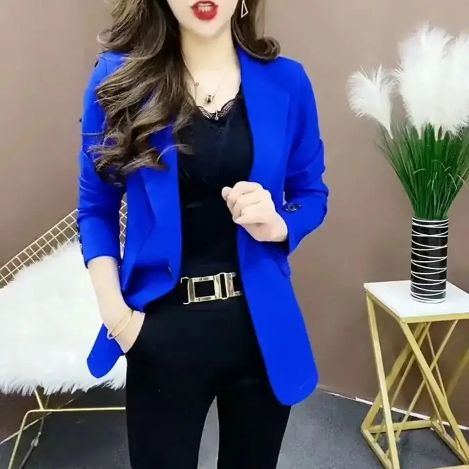 Blue Women\'s Blazer Tailoring Spring Jacket for Women Elegant Stylish Casual Fall Outfits Blazers Coat Luxury Clothing 2024 New