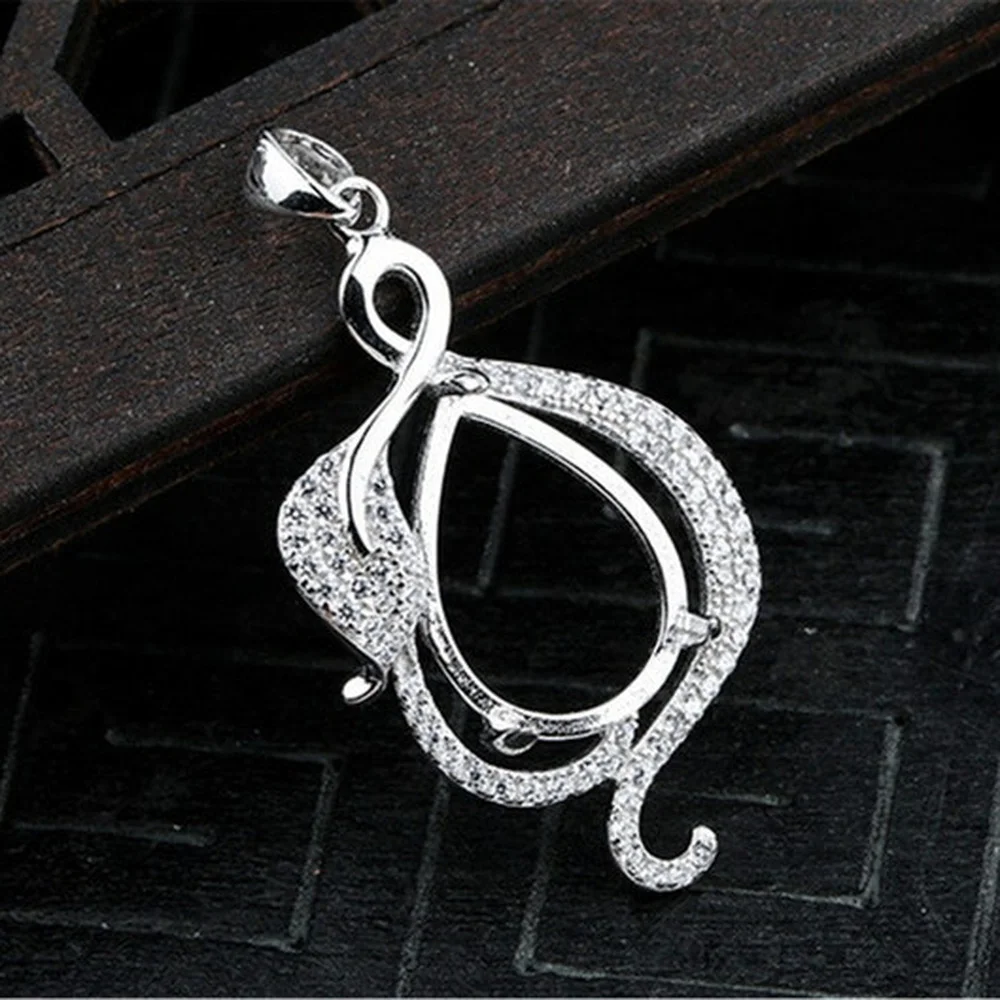 

Pendant Blank (12x16mm Teardrop Blank) White Gold Plated 925 Silver Zircon Cabochon Pendant Setting P410B