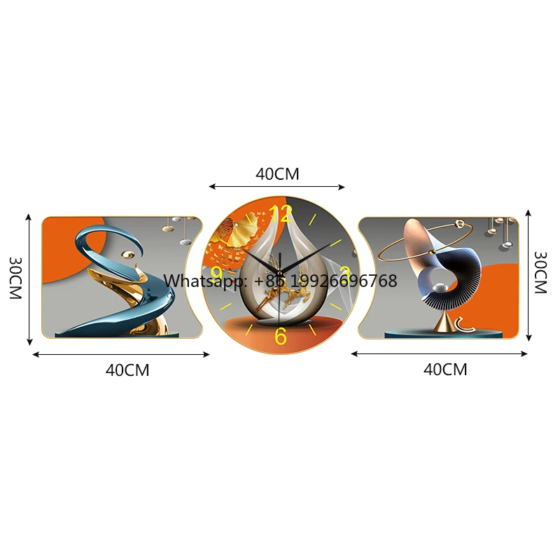 

Modern Luxury MDF Clock Set Living Room Wall Decorative Clock clear Font Pattern factory