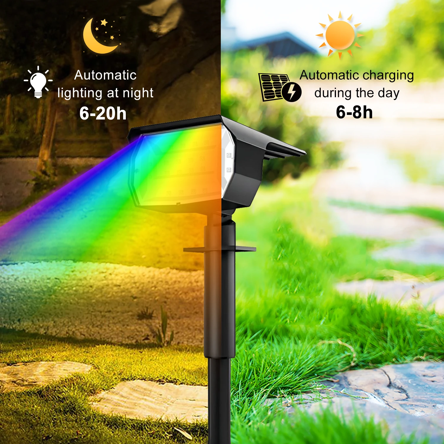 RGB Solar Spot Lights Outdoor - đánh giá và giá Solar Garden Spotlight Rgb