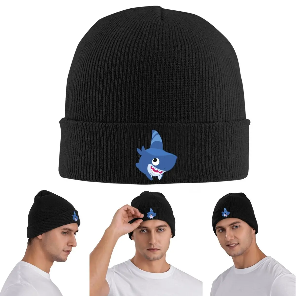 

Funny Shark Dog Warm Knitted Cap Winter Knit Bonnet Hat Skullies Beanies Hip Hop Caps for Unisex