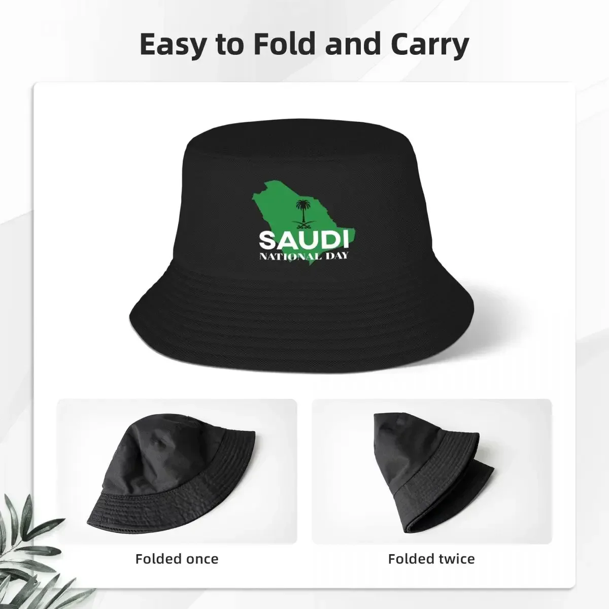 New Saudi National Day Bucket Hat for Men Women Summer Vocation Funny Holiday Sun Hats Unique Packable  Camping Session