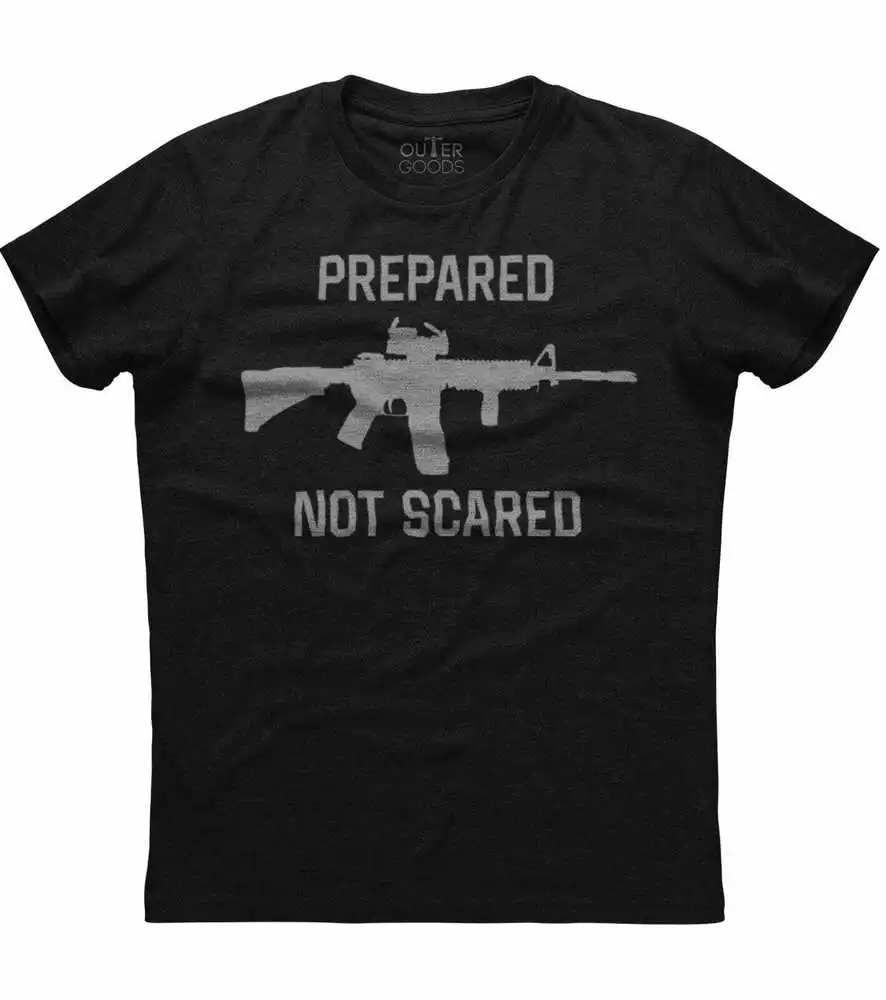 Prepared Not Scared, Gun Printed Men's New Patriotic Trending Black T-shirtHigh quality 100% cottonAnime Graphic T-shirts for Me