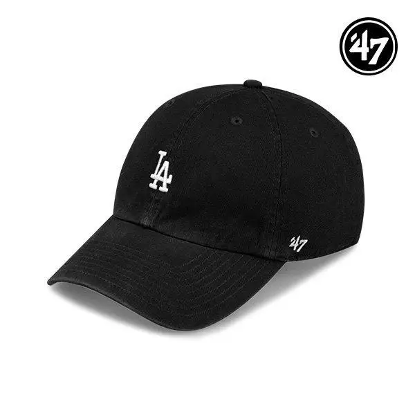 47BRAND LA Dodgers MLB للرجال والنساء MLB قبعة بيسبول سوداء B-BSRNR12GWS-BKA