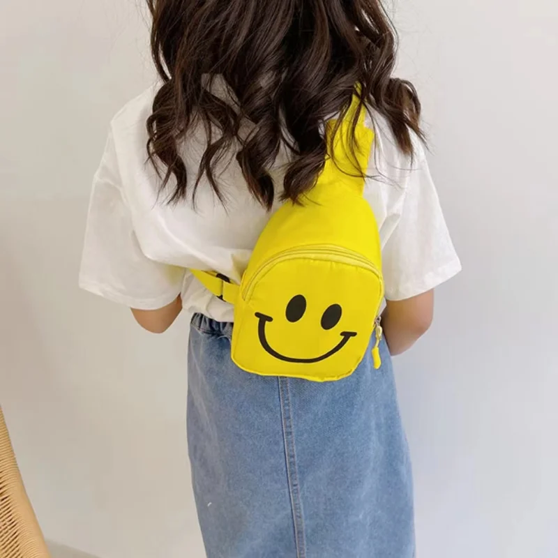 Mochila cruzada Sunshine para niño y niña, bolso de pecho a la moda, bolso de hombro bonito, paquete de pecho con cara sonriente de diseñador