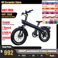 HX Q20PRO 2000W Adult Electric Bicycle 48V 20AH E Bike Removable Battery Foldable Ebike 20 inch fat tire Electric Bike