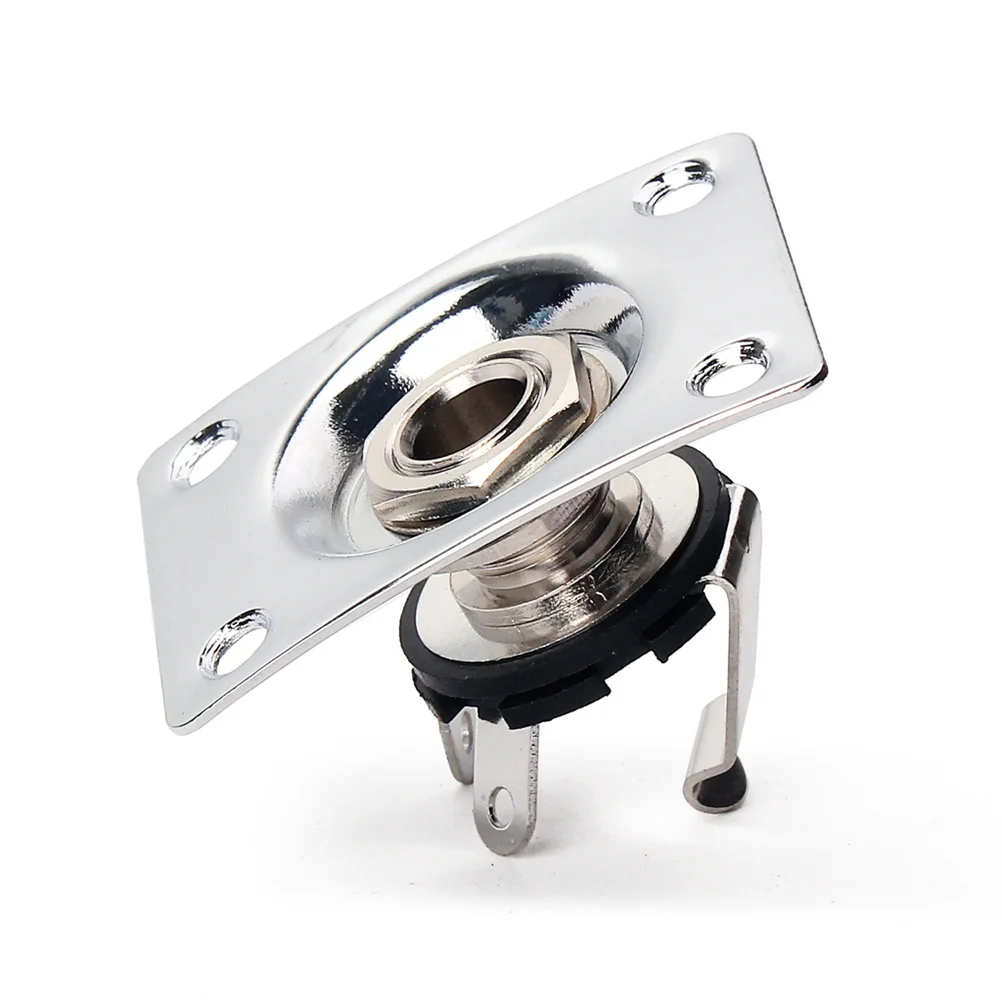 

Guitar Output Jack Copper Pickup Socket Plate with Mount Screws Durable Replacement for Electric Guitar Bass Accessories