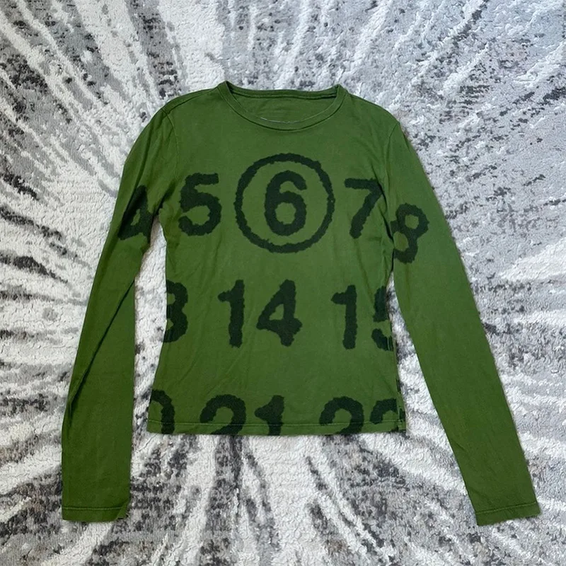 

Корейская мода Y2k Одежда Эстетический графический портретный принт U-образный рукав реглан с длинными рукавами Футболка в стиле гранж 2000-х годов Уличная одежда