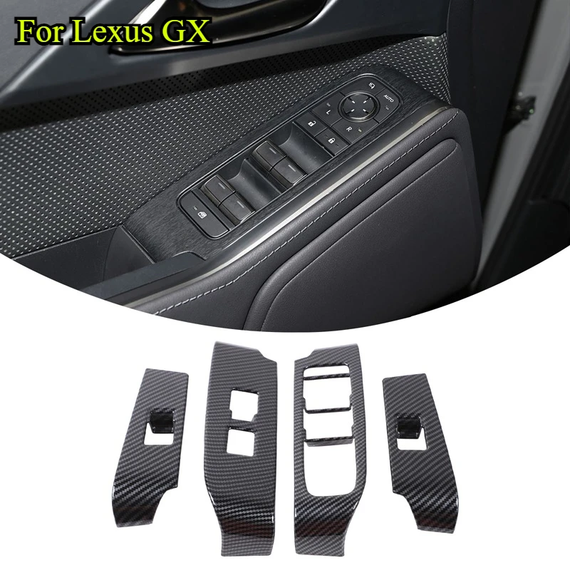 

For Lexus GX 2024-2025 ABS carbon fiber car glass lift panel frame interior decoration Protect sticker car interior accessories