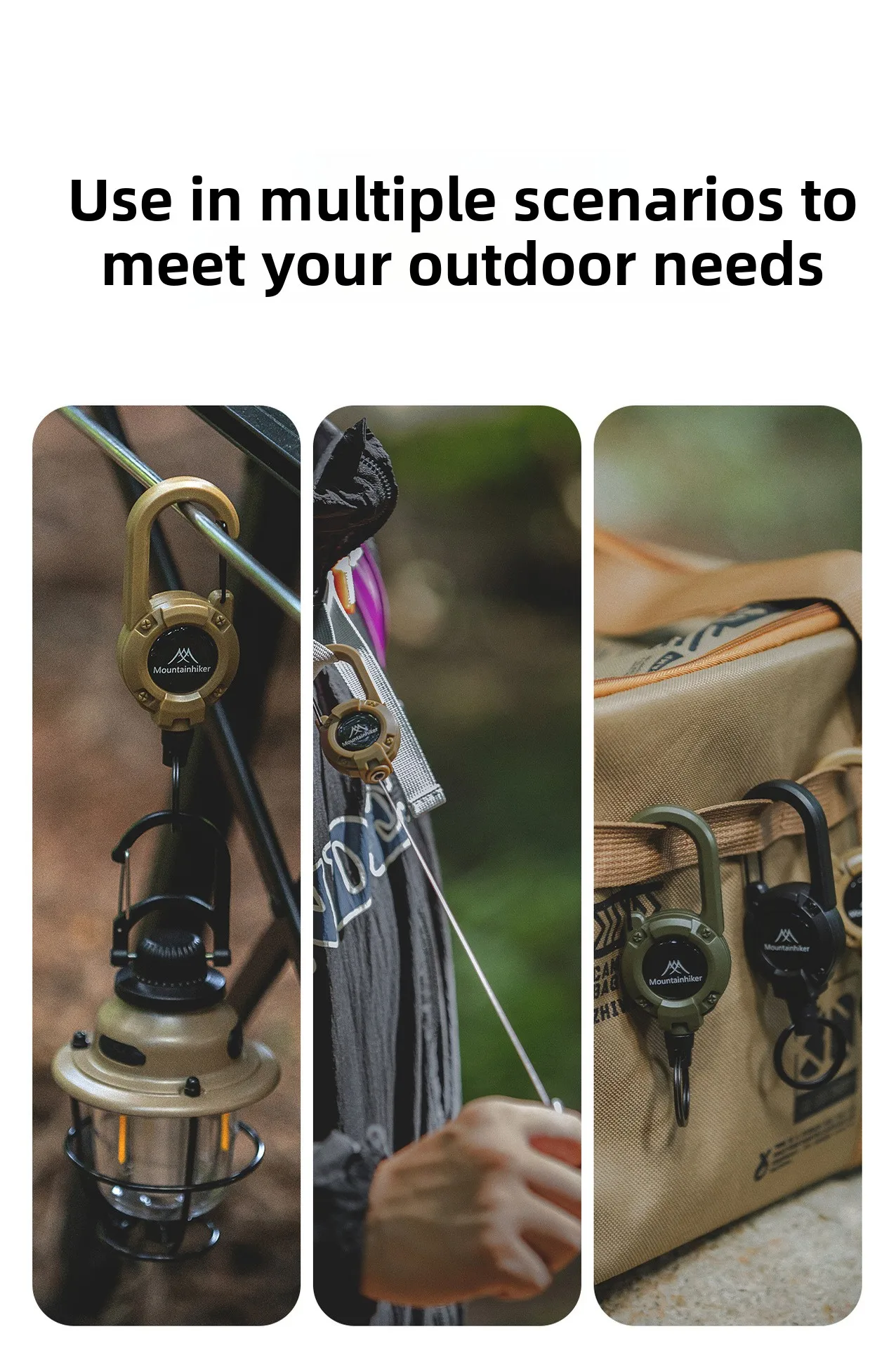 Einziehbare Hochleistungs-Zugrolle mit Karabiner, starkem Stahlseil, Schnalle, Feder-Schlüsselring, Outdoor-Sport-Zubehör, Schlüsselanhänger-Werkzeug – Detail 4