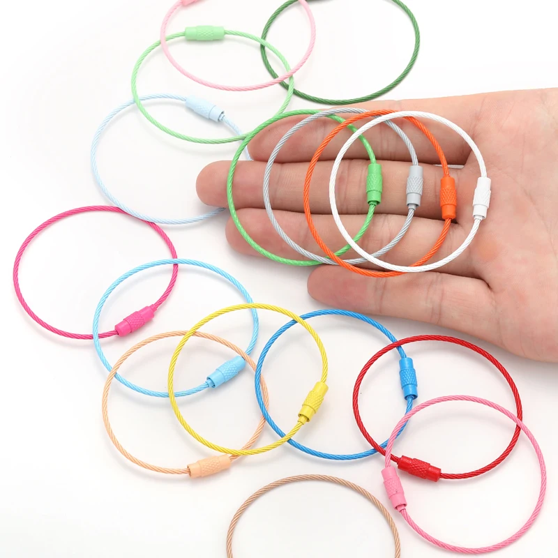 5-10pcs Colorful Metals Steel Wire Keychain Loop Solid Color Loop Holder Key Chains Diy Key Chain Accessories V167