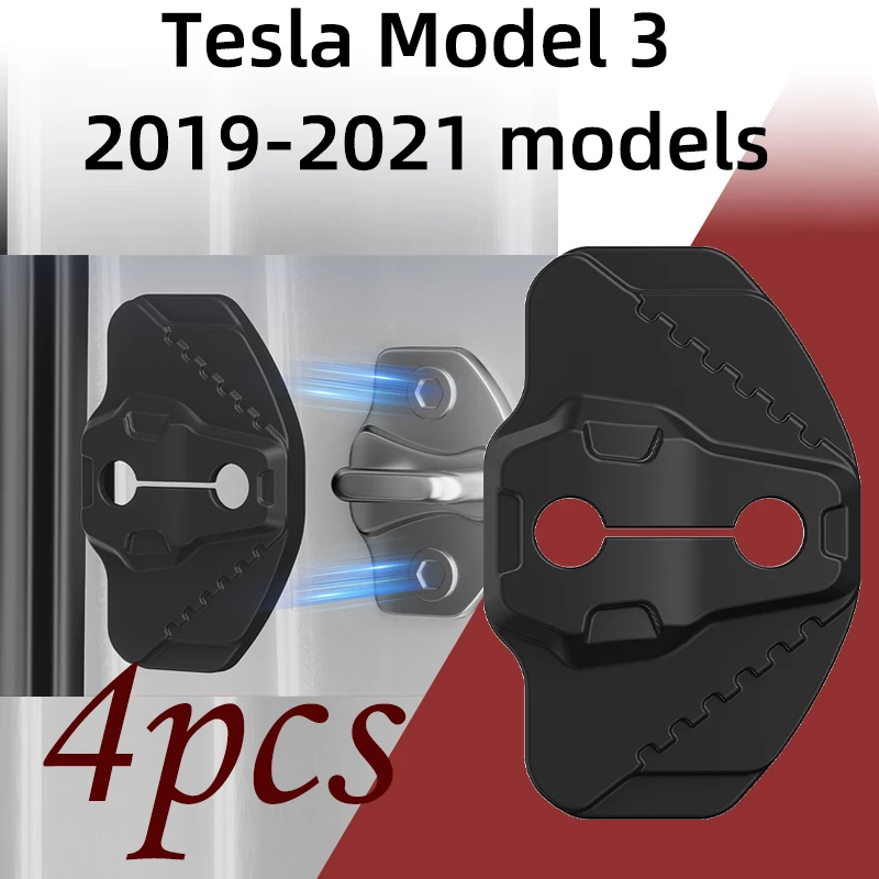 4Pcs Silicone Door Lock Covers For Tesla Model3 2019-2021 models Door Lock Protector Set Car Accessories Holiday gift