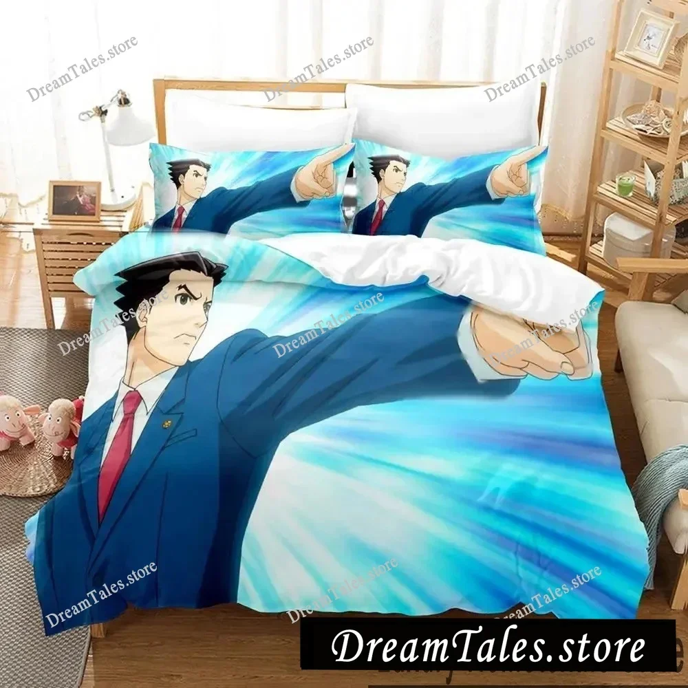 3D Print Ace Attorney Anime Bedding Set Boys Girls Twin Queen King Size Duvet Cover Pillowcase Bed boys Adult Home Textileextile