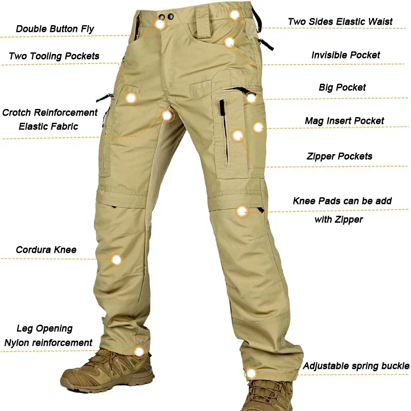 P40 Tactical Pants Men Outdoor Hunting Pants Multi-pocket Cargo Trousers Waterproof Wear-resistant Field Training Uniforms