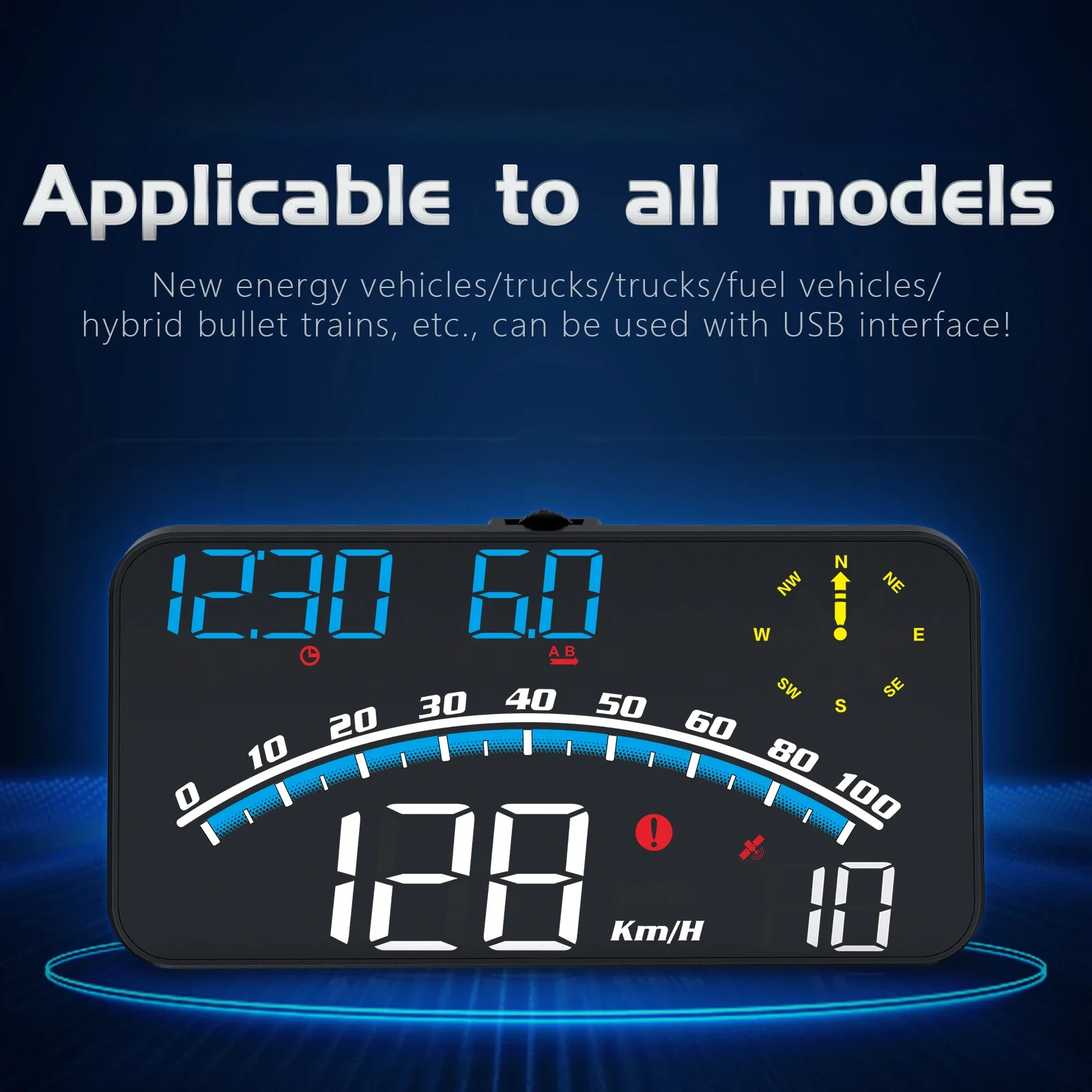 G10 HUD GPS Speedmeter MPH/KMH General Head-Up Display Overspeed Alarm Mileage On-board Display HD LED for all Gasoline Car