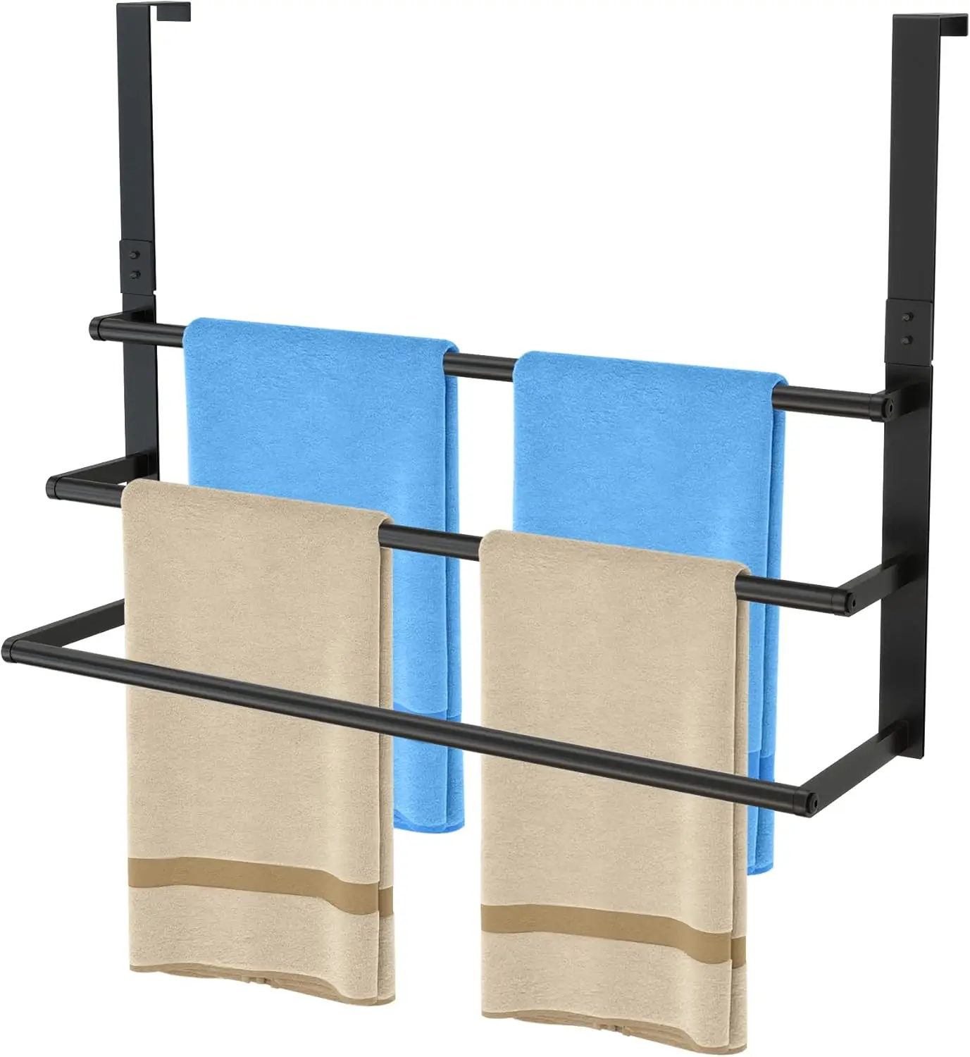

24Inch Over The Door Towel Rack, Stainless Steel DOKU Door Towel Hanger, Over Door Towel Holder with 3 Tier Towel Bars,