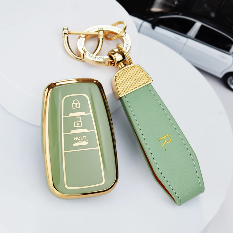 For Toyota Prius Camry Corolla CHR C-HR RAV4 Land Cruiser Prado TPU Car Key Case Full Cover Shell Keychain Accessories