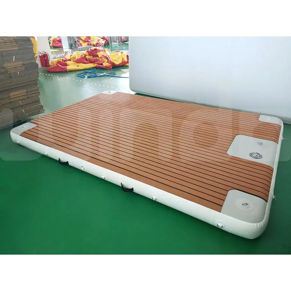 2.5x1.5x0.2m Teak Foam Inflatable Pontoon Water Swim Platform Boat Yacht Dock Lake Island