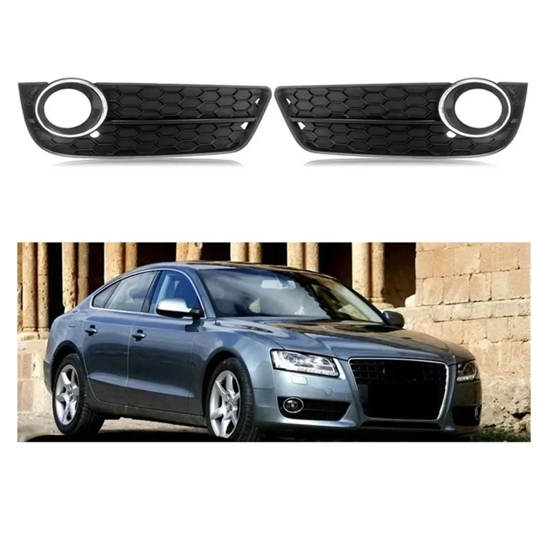 

1Pair Car Front Bumper Fog Light Lamp Grille For Audi A5 2008 2009 2010 2011 2012 Grill Cover Black 8T0807681 8T0807682 AMEXIAOX