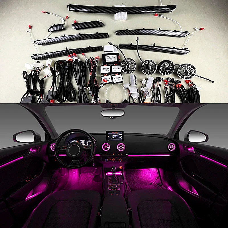 

30 Colours Ambient Light for A3 S3 RS3 8V 8Y 2013-2022 MQB LED Air Vent Nozzle Interior Dashboard Car Door Decorative Lamp