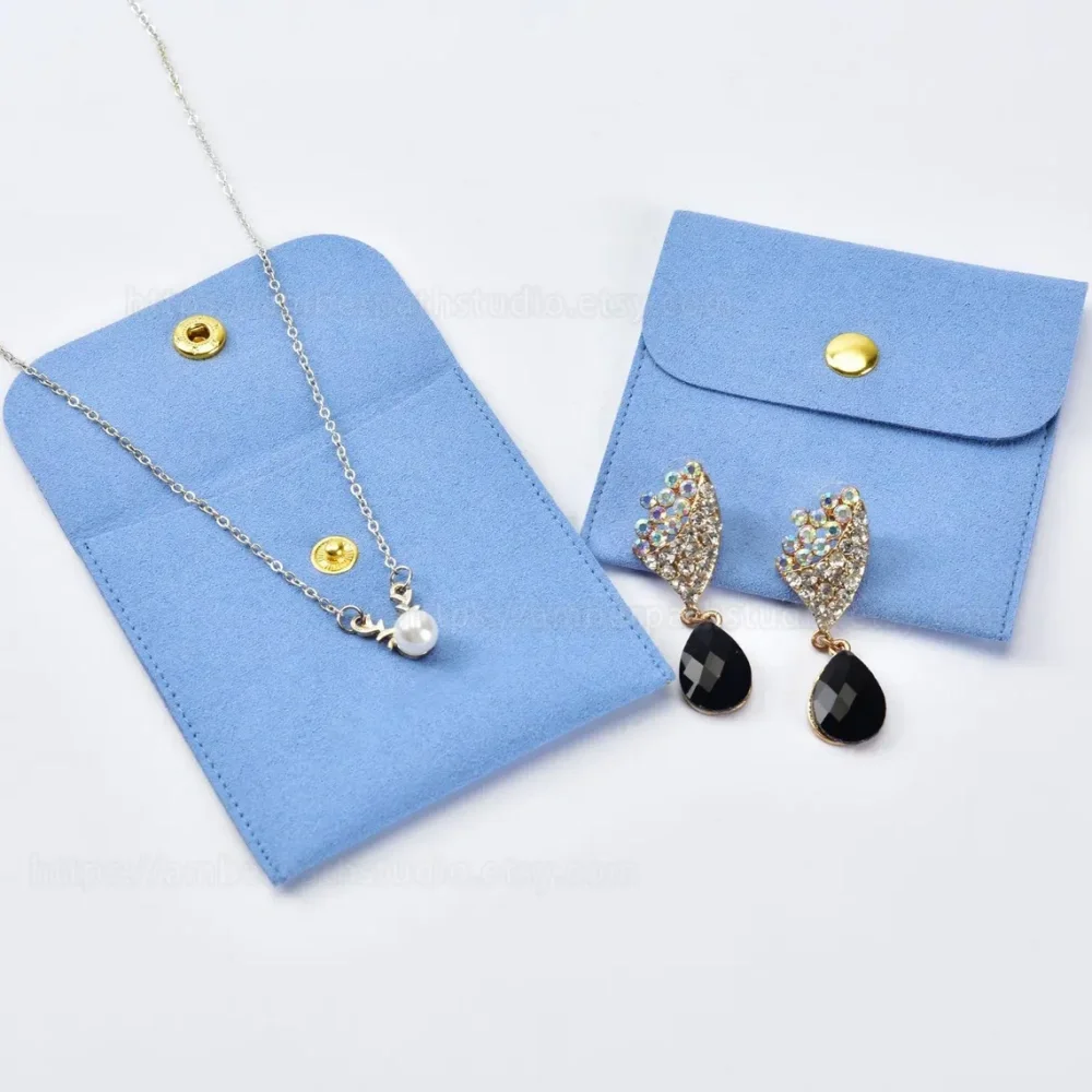 

25 pcs Custom Jewelry bag suede microfiber button ring jewelry storage packaging cloth bag