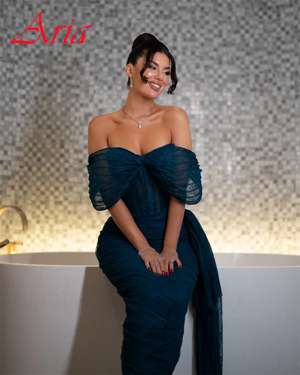 Maßgeschneidertes exquisites Chiffon-Abendkleid mit U-Boot-Ausschnitt, einfache Meerjungfrau-Abschlussballkleider, glitzernde kurze Ärmel, Kleider für besondere Anlässe