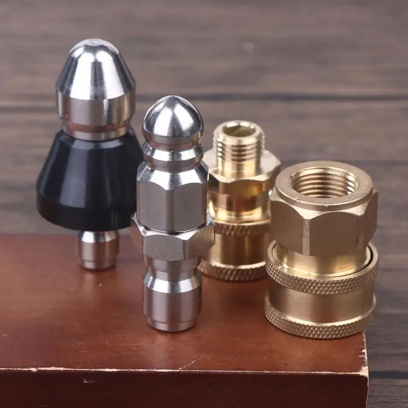 Household Replacement Sewer Jetter Nozzle Mini With 1/4'' Quick Connect Drain Cleaning Nozzle Tips Kit For Drain Jetting Hose