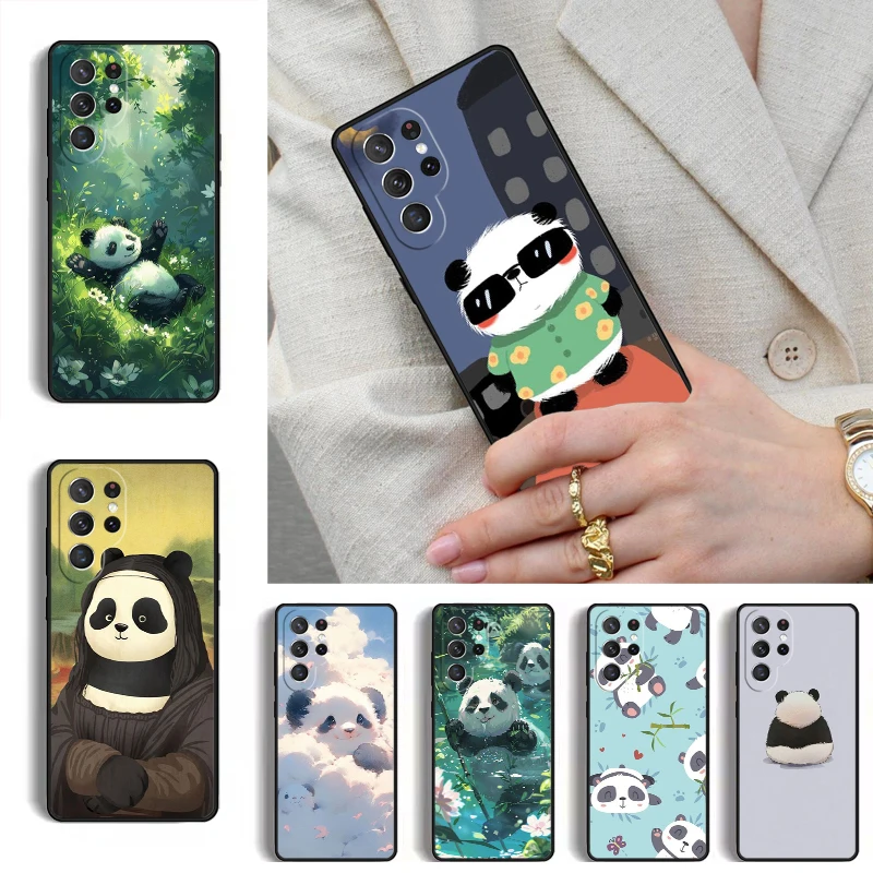 Cartoon Cute Panda Bear Phone Case for Samsung Galaxy S26 S25 Ultra S24 S23 S22 S21 Plus Note 10 Bumper Cover