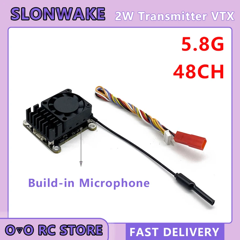 SLONWAKE New Long Range 5.8Ghz 2000mW 2W Up to 15Km  With Fan MIC Smartaudio 30.5*30.5mm For RC FPV Drone Airplane