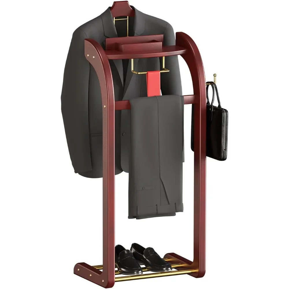 

BestsellerBestsellersuit valet stand for men and women, wood clothing valet stand suit with contour hanger, tray, trouser bar, t