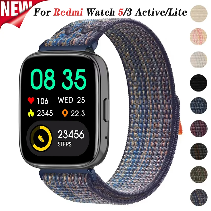 Nylon Loop Strap for Redmi Watch 5/3Ltie 22mm Sports Band for Xiaomi Watch 5/3 Active for Samsung Galaxy Watch 7 6 5 4 20mm band