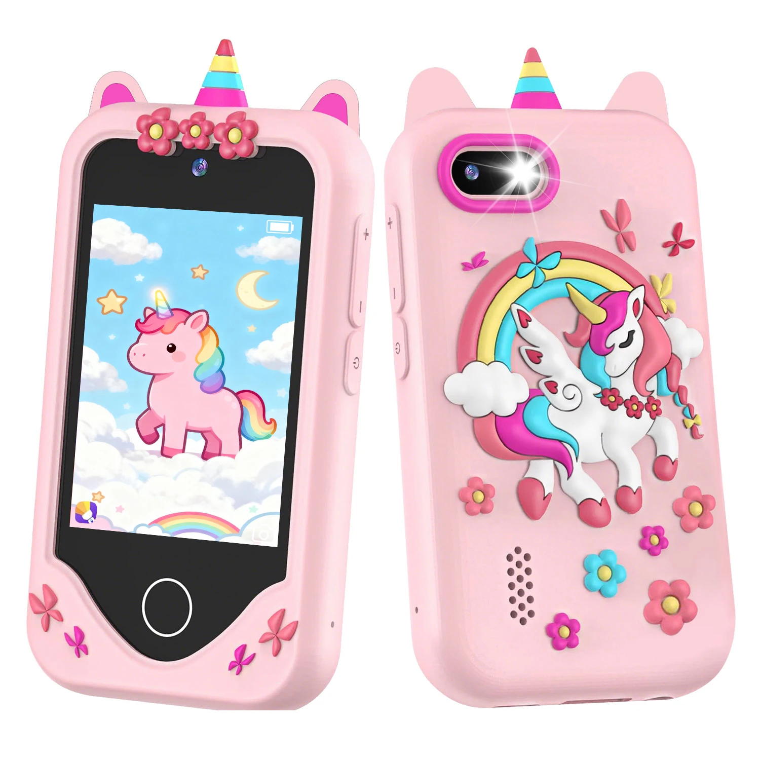 Kids phone Touchscreen operation, 48MP camera, supports 1080P HD video recording Equipped with a 64GB memory card and card reade