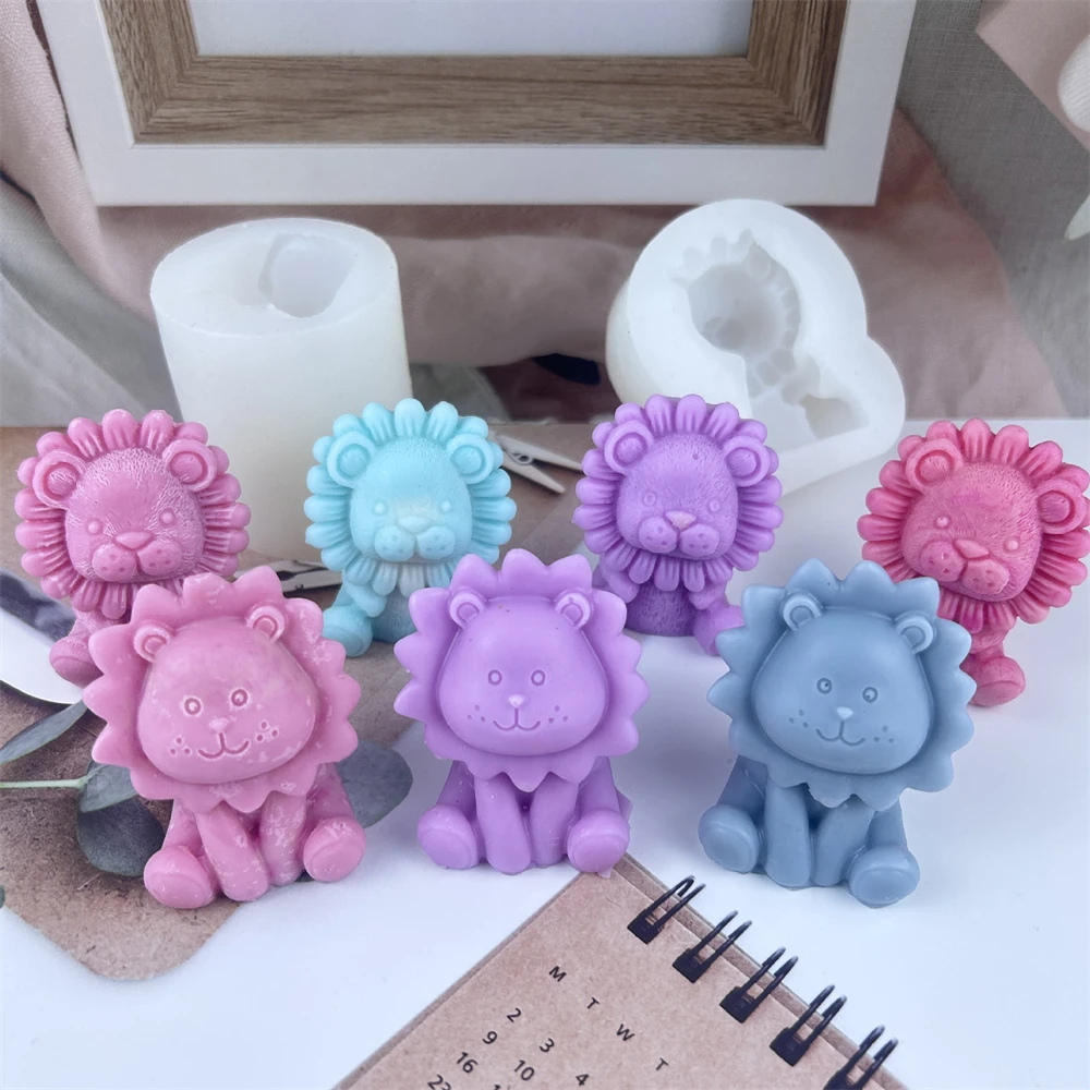3D Cute Lion Silicone Mold Animal Fondant Cake Decorating Tools Chocolate Baking Mould Handmade Aromatherapy Gypsum Candle Mold