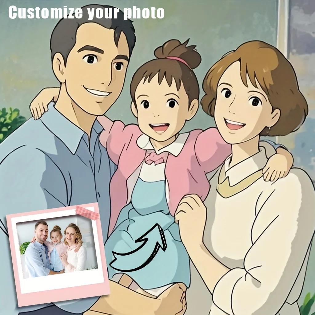 Custom Ghibli-Style Anime Canvas Poster Modern Cartoon Art, Wall Decor for Bedroom, Living Room,Gift, Valentine'S Day Room Decor