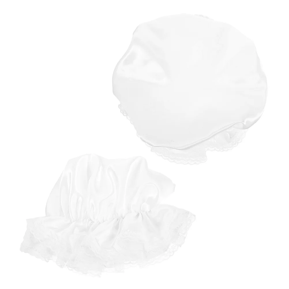 2 個ヴィンテージホワイトレースメイド帽子コスプレ衣装アクセサリー女性のためのパーティーやイベントスカーフヘッドバンド女の子バンダナヘッドバンド