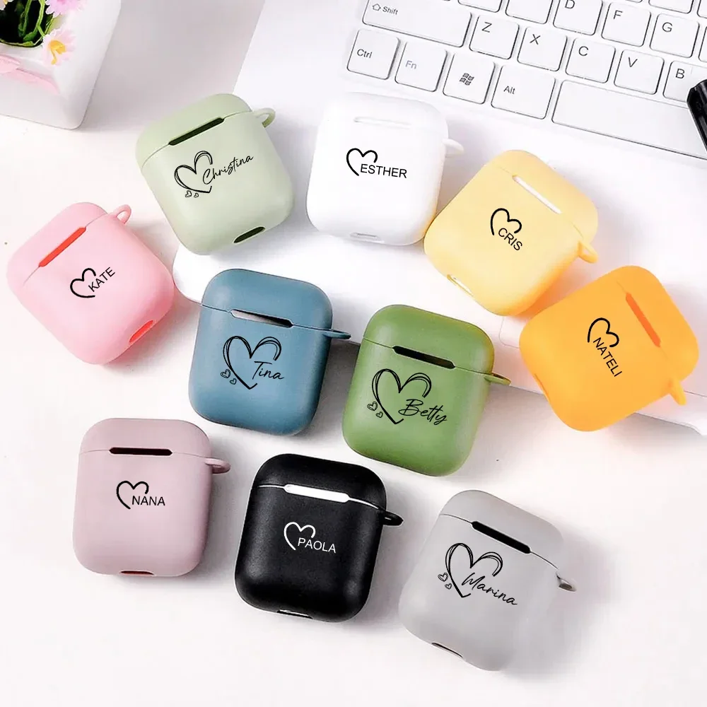 Custom Name Cute Heart Soft Silicone Armor Cover for Airpods Pro 2 Case Trendy Candy Color Funda for Airpods 3rd Generation Case