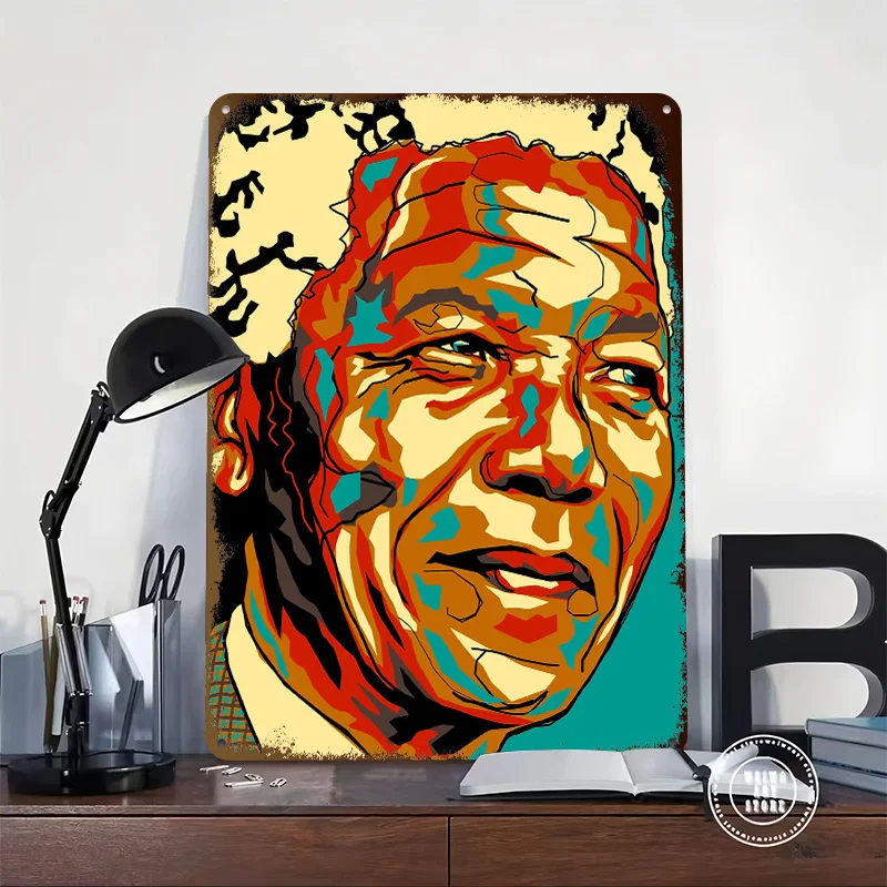 Nelson Mandela Portrait Pop Art 3D Texture Printed Poster Custom Vintage Metal Tin Plate Sign for Wall Art Decoration Home House