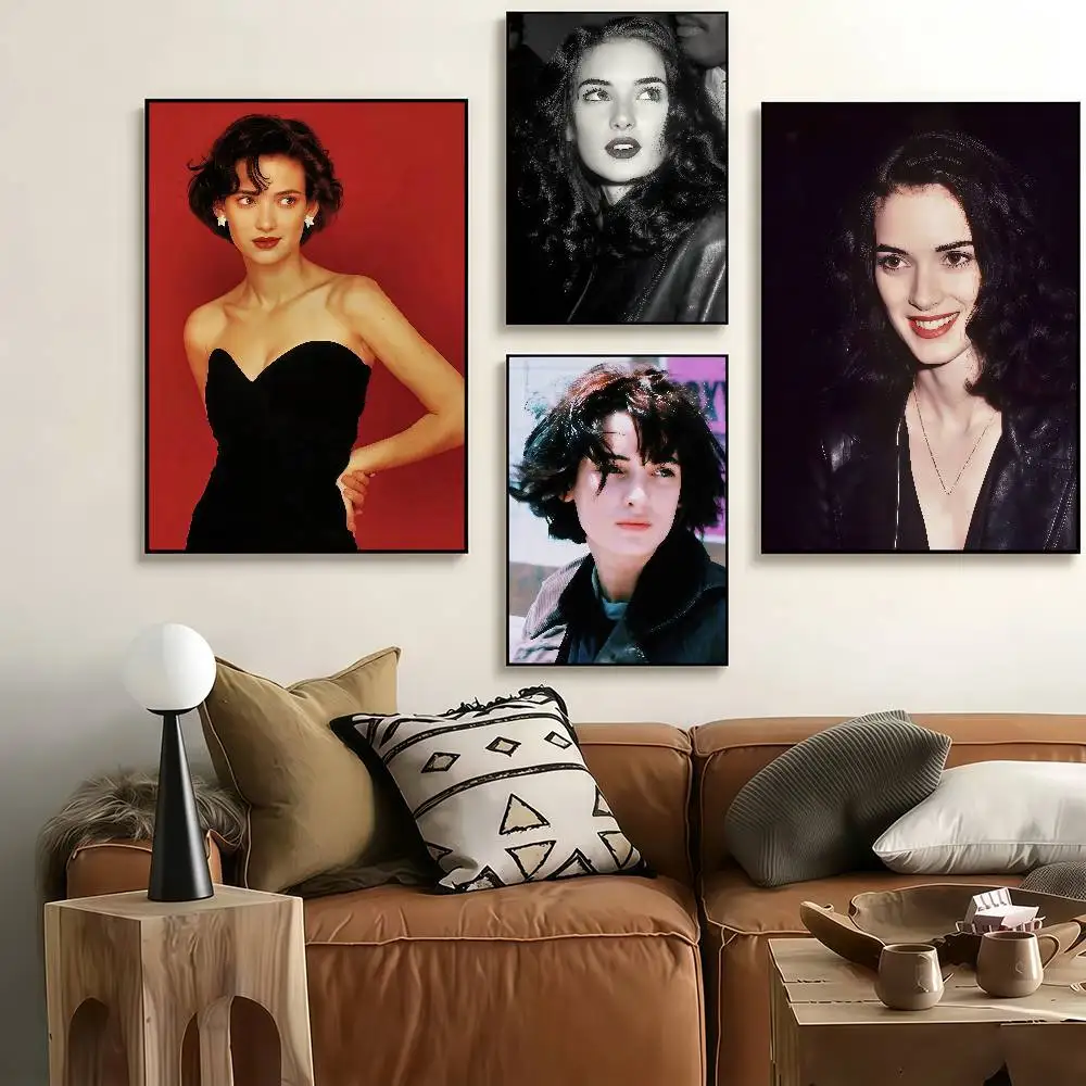 Actor W-Winona R-Ryder Poster Stickers Art Print Retro Artistic Wall Decor HD Living Room Bedroom Home Decor Unique Gift