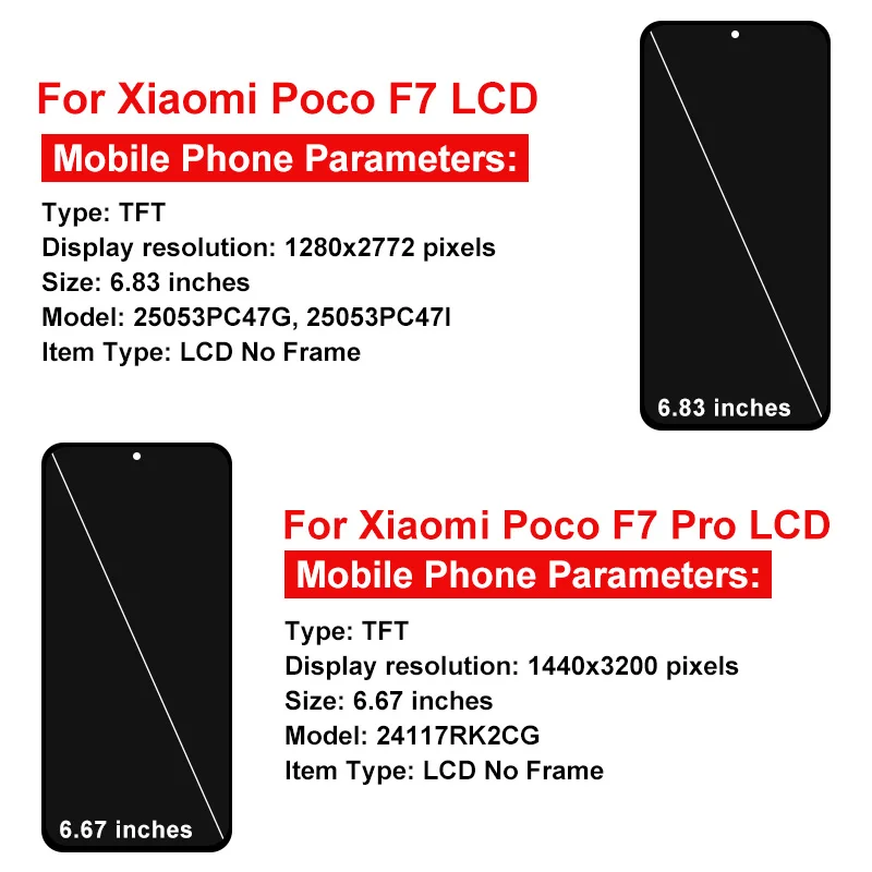 AAA++ TFT For Xiaomi Poco F7 Pro Display 24117RK2CG Touch Screen Digitizer Assembly For Poco F7 LCD 25053PC47G Replacement Parts