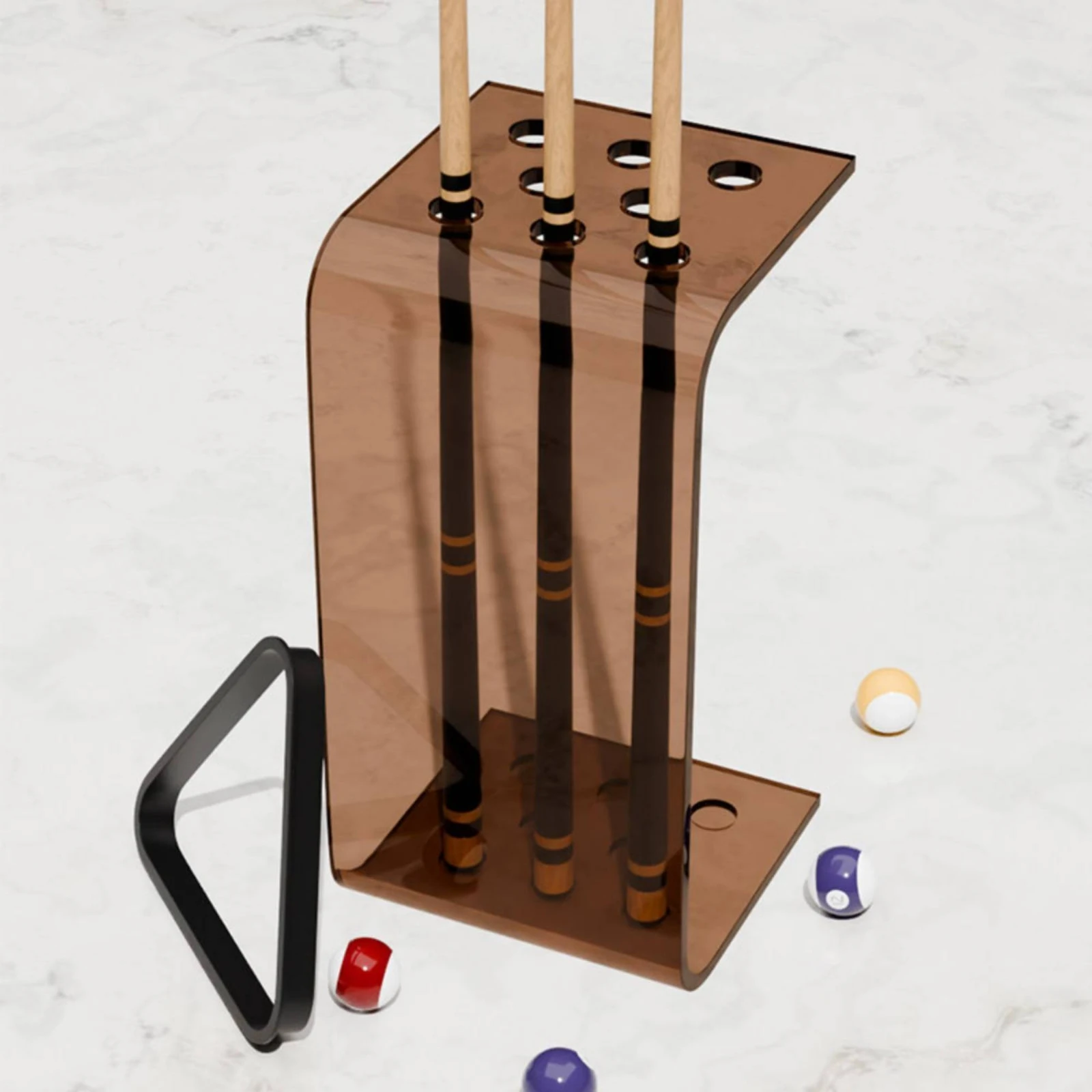 Scratch Resistant Billiard Cue Rack Clear Acrylic Pool Stick Holder Holds 8 Cues Sports Storage for Home Entertainment